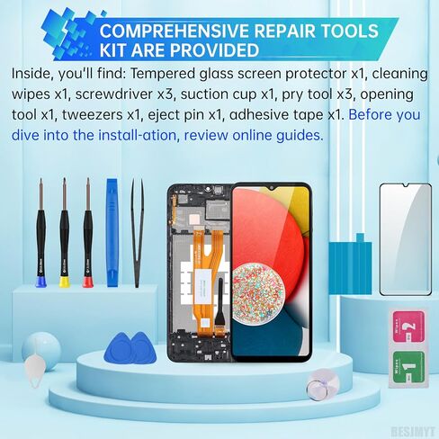 استبدال الشاشة لأدوات Samsung Galaxy A03 Core LCD Display Displess Digitizer مجموعة كاملة مع أزرار إطار أذن أذن أدوات إصلاح الزجاج مجموعة SM-A032F (A032F/DS A032M/DS) in Saudi Arabia