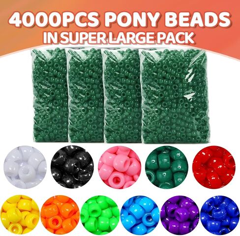 Praisebank Pony Beads, 4000pcs Pony Beads, Earth-Tone Color Pony Beads, Beads for Jewelry Making, Beads for Crafts, Hair Beads, Beads for Hair Braids., X-Large Pack in Kuwait