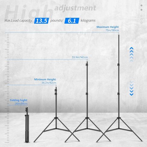 Neewer Photography Light Stand, 3-6.6ft/92-200cm Adjustable Sturdy Tripod Stand for Reflectors, Softboxes, Lights, Umbrellas, Load Capacity: 17.6lb/8kg in Saudi Arabia