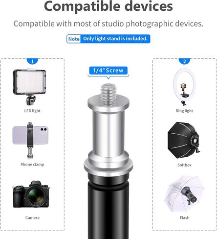 Neewer Photography Light Stand, 3-6.6ft/92-200cm Adjustable Sturdy Tripod Stand for Reflectors, Softboxes, Lights, Umbrellas, Load Capacity: 17.6lb/8kg in Saudi Arabia