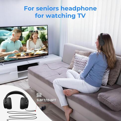 Long Cord Wired Headphones for tv, Over Ear Headphone tv Watching for Seniors with Extra Long Cord, Universal 3.5mm AUX Audio(19.5FT) in Saudi Arabia