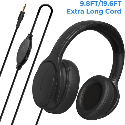 Long Cord Wired Headphones for tv, Over Ear Headphone tv Watching for Seniors with Extra Long Cord, Universal 3.5mm AUX Audio(19.5FT) in Saudi Arabia