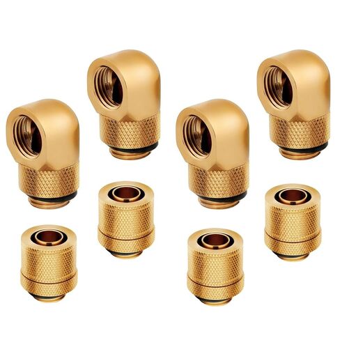 Hydro X Series XF Compression 10/13mm (3/8" / 1/2") ID/OD Fittings and 90 Degree Rotary Adapter Set, White, 4-Pack in Saudi Arabia