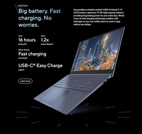 ASUS Vivobook S 15.6" 3K OLED 120Hz Copilot+ AI Laptop, Intel Core Ultra 7-155H Evo, Wi-Fi 6E, FHD Webcam, Thunderbolt 4, win11, w/Mouse (16GB RAM | 1T SSD) in Saudi Arabia