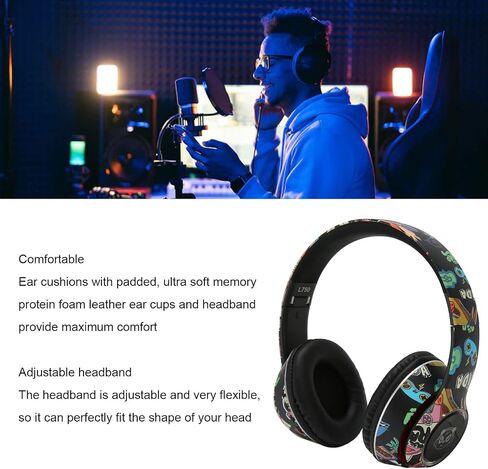 ASHATA L750 Bluetooth Headset, RGB Lamp Gaming Headphone, Support Memory Card Linein Mode Headset with Microphone for PC Laptop in Saudi Arabia