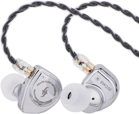 Linsoul Simgot EW200 10MM SCP Diaphragm Diphragm Driver داخل الأذن مع جميع جسم معدني ، قابلة للفصل 0.78 مم 2Pin 2pin كابل OFC الفضة لموسيقيي Audiophiles (EW200 بدون MIC) in Saudi Arabia
