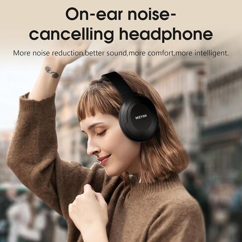 Mzymi Wireless Over Ear Bluetooth Headons ، 100H وقت تشغيل سماعات رأس النشط النشط للضوضاء ، سماعة رأس بلوتوث قابلة للطي محمولة مع ميكروفون للعمل ، صالة الألعاب الرياضية ، السفر ، اللعبة in Saudi Arabia