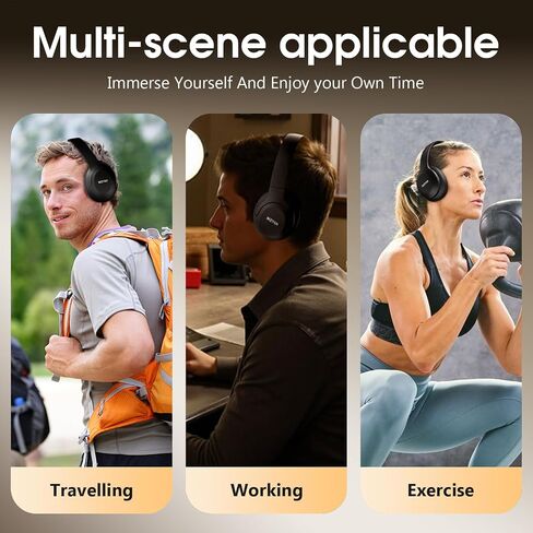 Mzymi Wireless Over Ear Bluetooth Headons ، 100H وقت تشغيل سماعات رأس النشط النشط للضوضاء ، سماعة رأس بلوتوث قابلة للطي محمولة مع ميكروفون للعمل ، صالة الألعاب الرياضية ، السفر ، اللعبة in Saudi Arabia