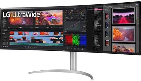 LG 49WQ95C-W ULTRAWIDE 49 بوصة شاشة ألعاب منحنية 32: 9 ثنائي QHD 5120 × 1440P 144Hz NANO IPS ، AMD FreeSync Pro & Nvidia G-Sync ، Bruy-in USB-C ، HDMI 2.1 ، DisplayPort & Speakers- Bundle in Kuwait