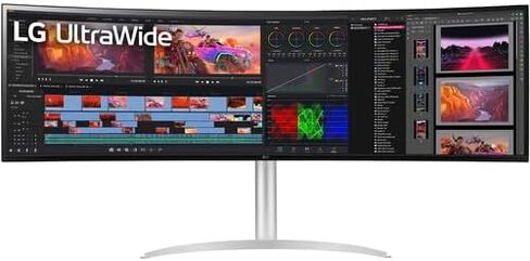 LG 49WQ95C-W ULTRAWIDE 49 بوصة شاشة ألعاب منحنية 32: 9 ثنائي QHD 5120 × 1440P 144Hz NANO IPS ، AMD FreeSync Pro & Nvidia G-Sync ، Bruy-in USB-C ، HDMI 2.1 ، DisplayPort & Speakers- Bundle in Kuwait