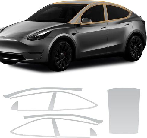 FDAIUN for Tesla Model Y 2020-2023 PPF Precut Gloss Clear طلاء السيارة طبقة حماية ذاتية الشفاء من مادة TPU HD فيلم حامي الخدش الملحقات الخارجية (الأشرطة الأمامية + المصابيح الأمامية 7 قطع) in Saudi Arabia
