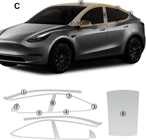 FDAIUN for Tesla Model Y 2020-2023 PPF Precut Gloss Clear طلاء السيارة طبقة حماية ذاتية الشفاء من مادة TPU HD فيلم حامي الخدش الملحقات الخارجية (الأشرطة الأمامية + المصابيح الأمامية 7 قطع) in Saudi Arabia