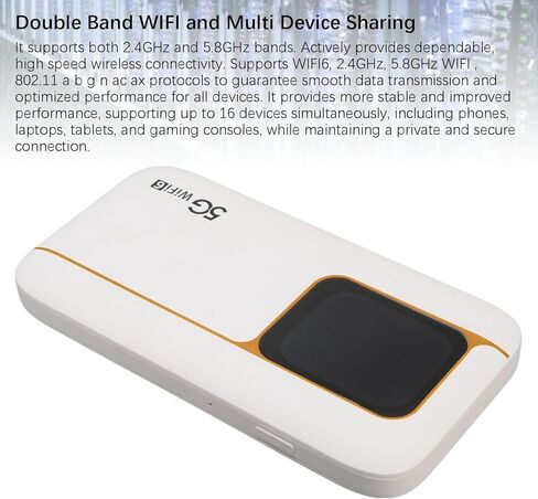 Yunir 5G Mobile Hotspot,Portable WiFi Hotspot for Travel,High Speed Pocket Hotspot Device with Speed Up to 2.77Gbps,2.01 Inch Touch Screen,7100mAh Battery,16 Connected Devices with in Saudi Arabia