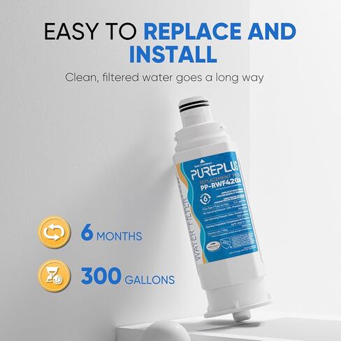 استبدال فلتر مياه الثلاجة PUREPLUS DA97-17376B لهاتف Samsung HAF-QIN، HAF-QIN/EXP، DA97-08006C، RF23M8070SG، RF23M8070SR، RF23M8090SG، RF23M8090SR، RF23M8570SR، RF23M8590SG، 4 عبوات in Kuwait