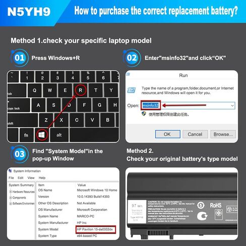 97Wh N5YH9 Laptop Battery Compatible with Dell Latitude E5440 E5540 Series 11.1V VVONF 0M7T5F 0K8HC 1N9C0 7W6K0 VV0NF F49WX NVWGM CXF66 WGCW6 in Kuwait