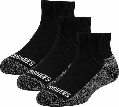 Cushees BLACK Thick Ankle Socks, 3-pack [Medium (Women or Youth large 167)], Black With Grey Bottom, M in Kuwait
