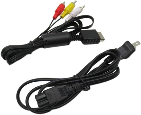 usonline911 AC CORM CORM + AV Cable لـ Sony PlayStation PS1 ، PS2 ، PS3 Power Power Cable و AV Cable in Saudi Arabia