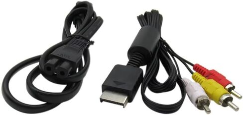 usonline911 AC CORM CORM + AV Cable لـ Sony PlayStation PS1 ، PS2 ، PS3 Power Power Cable و AV Cable in Saudi Arabia