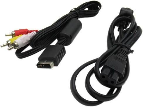 usonline911 AC CORM CORM + AV Cable لـ Sony PlayStation PS1 ، PS2 ، PS3 Power Power Cable و AV Cable in Saudi Arabia