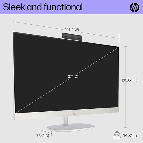 HP 27 Touchscreen All-in-One Desktop Computer - 27" FHD IPS Display, Intel 12-Core Ultra7-155U, Intel Graphics, Adjustable Height, Win 11 Pro, Keyboard & Mouse, Business AIO, 64GB DDR5 RAM | 1TB SSD in Saudi Arabia