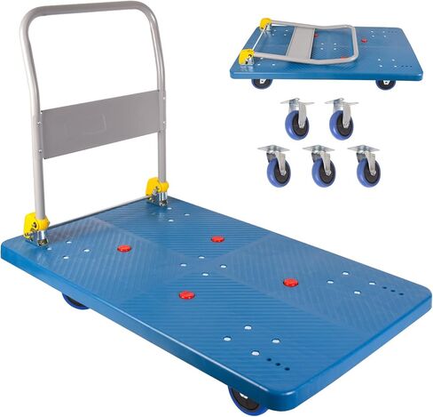 Dawot 1320lbs Foldable Platform Truck Dolly with Swivel Wheels, Heavy Duty Moving Platform Hand Truck, Moving Flatbed Cart Push Cart Platform Dolly Cart for Groceries, Warehouse(43.3" x 25.6") in Kuwait