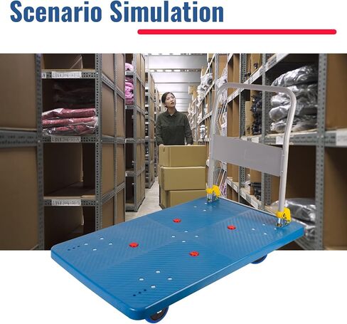 Dawot 1320lbs Foldable Platform Truck Dolly with Swivel Wheels, Heavy Duty Moving Platform Hand Truck, Moving Flatbed Cart Push Cart Platform Dolly Cart for Groceries, Warehouse(43.3" x 25.6") in Kuwait