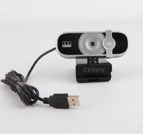 CTRSPRY WEBCAM للكمبيوتر الشخصي ، كاميرا ويب لجهاز كمبيوتر سطح المكتب مع ميكروفون لإلغاء الضوضاء ، الغطاء ، التركيز التلقائي/تصحيح الضوء/مرشح الجمال ، كاميرا ويب USB للتدفق/المؤتمر/الفصل/الفيديو/التكبير (كاميرا ويب 2K) in Saudi Arabia
