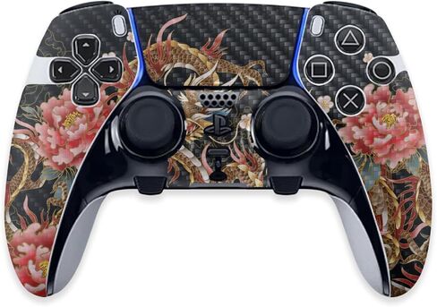 MightySkins Carbon Fiber Skin Compatible with PS5 DualSense Edge Controller - Stitch Dragons Protective Durable Textured Carbon Fiber Finish Easy to Apply Remove and Change Styles Made in The USA in Saudi Arabia
