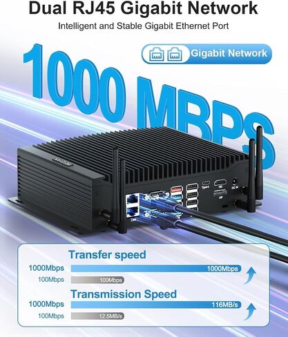 جهاز الكمبيوتر الصناعي Weidian ، الكمبيوتر بدون مروحة i7 10610U (حتى 4.90 جيجاهرتز) ، كمبيوتر صغير مع 2RS232 + 4RS422/485/232 COM ، Type-C ، HD ، DP Triple Display ، 8USB ، 2GPIO ، WIFI ، BT ، WIN11 (RAM 512GB M.2 SSD) in Kuwait