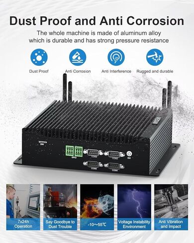 جهاز الكمبيوتر الصناعي Weidian ، الكمبيوتر بدون مروحة i7 10610U (حتى 4.90 جيجاهرتز) ، كمبيوتر صغير مع 2RS232 + 4RS422/485/232 COM ، Type-C ، HD ، DP Triple Display ، 8USB ، 2GPIO ، WIFI ، BT ، WIN11 (RAM 512GB M.2 SSD) in Kuwait