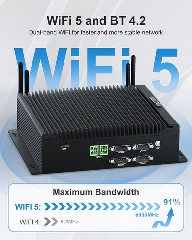 جهاز الكمبيوتر الصناعي Weidian ، الكمبيوتر بدون مروحة i7 10610U (حتى 4.90 جيجاهرتز) ، كمبيوتر صغير مع 2RS232 + 4RS422/485/232 COM ، Type-C ، HD ، DP Triple Display ، 8USB ، 2GPIO ، WIFI ، BT ، WIN11 (RAM 512GB M.2 SSD) in Kuwait