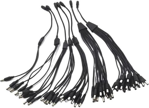 12V DC Power Splitter Cable Connector Female to Male Adapter 2/3/4/5/6/8 Way 5.5 X 2.1mm 40cm Long(1 Female to 6 Male) in Saudi Arabia