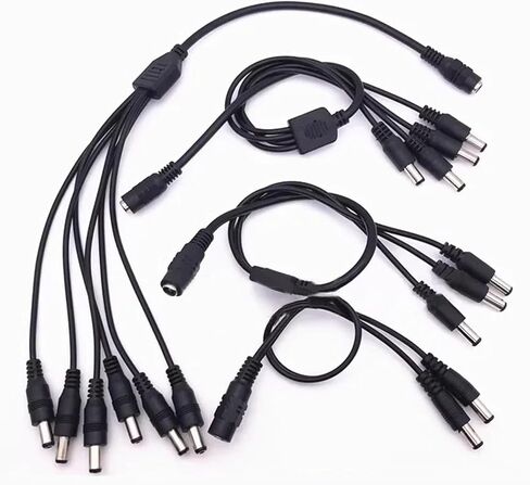 12V DC Power Splitter Cable Connector Female to Male Adapter 2/3/4/5/6/8 Way 5.5 X 2.1mm 40cm Long(1 Female to 6 Male) in Saudi Arabia
