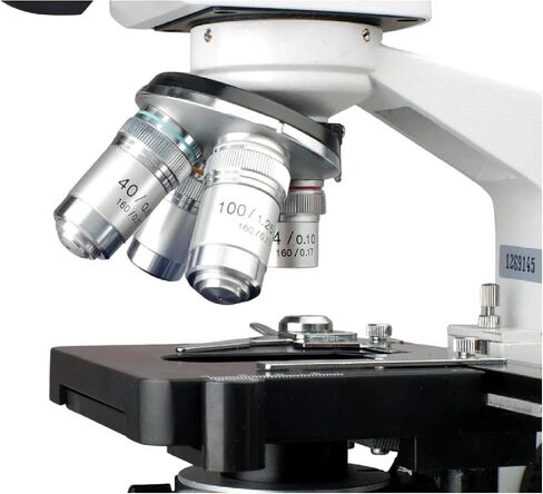 AmScope B120C-WM Siedentopf Binocular Compound Microscope, 40X-2500X Magnification, Brightfield, LED Illumination, Abbe Condenser, Double-Layer Mechanical Stage, Includes Book in Kuwait