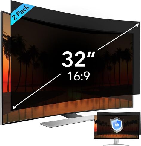 32 Inch Computer Privacy Screen for 16:9 Aspect Ratio Widescreen Monitor, Anti Glare Blue Light Eye Protection Curved Computer Monitor Privacy Filter, Anti-Scratch Removable 32in Protector Film in Saudi Arabia