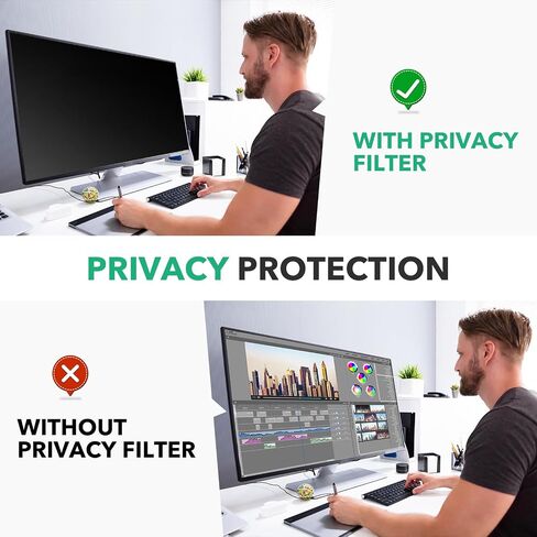 32 Inch Computer Privacy Screen for 16:9 Aspect Ratio Widescreen Monitor, Anti Glare Blue Light Eye Protection Curved Computer Monitor Privacy Filter, Anti-Scratch Removable 32in Protector Film in Saudi Arabia