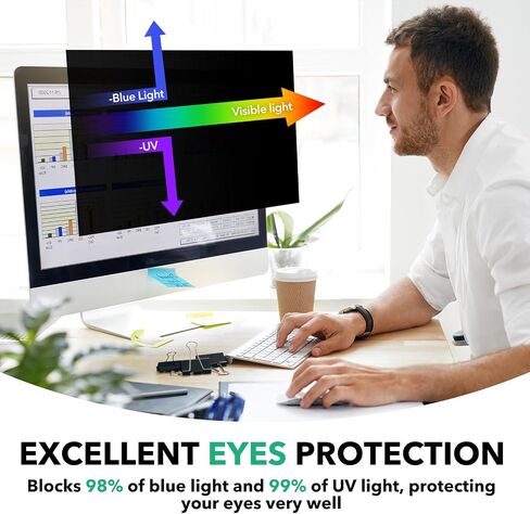 32 Inch Computer Privacy Screen for 16:9 Aspect Ratio Widescreen Monitor, Anti Glare Blue Light Eye Protection Curved Computer Monitor Privacy Filter, Anti-Scratch Removable 32in Protector Film in Saudi Arabia