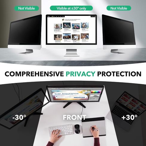 32 Inch Computer Privacy Screen for 16:9 Aspect Ratio Widescreen Monitor, Anti Glare Blue Light Eye Protection Curved Computer Monitor Privacy Filter, Anti-Scratch Removable 32in Protector Film in Saudi Arabia