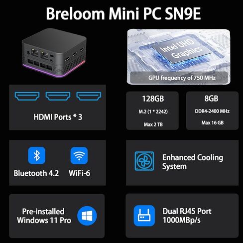 Mini PC Intel N5105, 8GB+128GB M.2 SSD Micro PC, Win11 Mini Computer, WiFi-6/BT 4.2, Compact Business Mini Desktop PC for Office, Design, Gaming & Industrial Use (Intel N5105, 8GB+128GB) in Kuwait