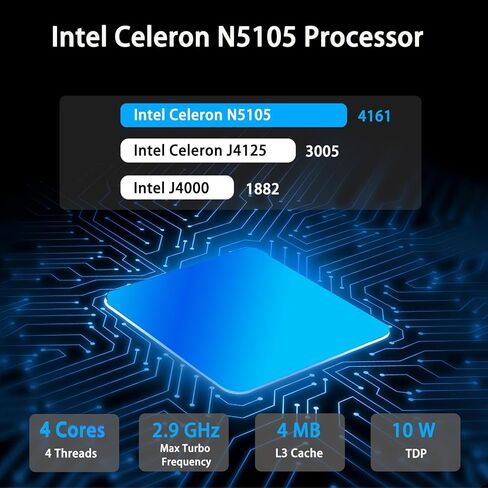 Mini PC Intel N5105, 8GB+128GB M.2 SSD Micro PC, Win11 Mini Computer, WiFi-6/BT 4.2, Compact Business Mini Desktop PC for Office, Design, Gaming & Industrial Use (Intel N5105, 8GB+128GB) in Kuwait