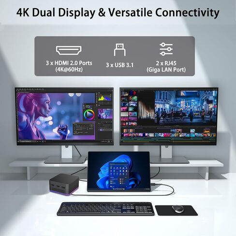 Mini PC Intel N5105, 8GB+128GB M.2 SSD Micro PC, Win11 Mini Computer, WiFi-6/BT 4.2, Compact Business Mini Desktop PC for Office, Design, Gaming & Industrial Use (Intel N5105, 8GB+128GB) in Kuwait