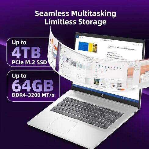 HP 17 Laptop Touchscreen Business Computer - Core 7 150U ، Office Lifetime ، 17.3 "HD+ Display ، لوحة المفاتيح الخلفية ، Copilot ، عمر البطارية الطويل ، Windows 11 Pro ، 32 GB RAM ، 1 TB SSD in Kuwait