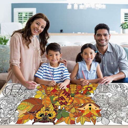 بوستر تلوين كبير بتصميم ماندالا الخريف من بي زابر، بوستر تلوين عملاق للاطفال والكبار بتصميم زهرة ماندالا العملاقة، ورق تلوين عملاق للاطفال والمراهقين والبالغين لديكور المنزل ومستلزمات المدرسة in Kuwait