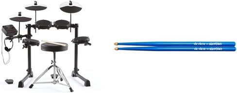 مجموعة Alesis Drums Debut Kit - مجموعة طبول للأطفال مع 4 منصات طبول كهربائية شبكية هادئة، و120 صوتًا، ومقعد طبل، وعصي الطبل، وسماعات الرأس، و60 درسًا للألحان in Kuwait