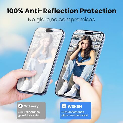WSKEN for iPhone 17 Pro Max Screen Protector - AR Original Visual, Case Friendly Shatterproof Screen Protector 17 Pro Max Anti Glare Tempered Glass with Zero Bubble Installation Box, 2 PCS in Kuwait