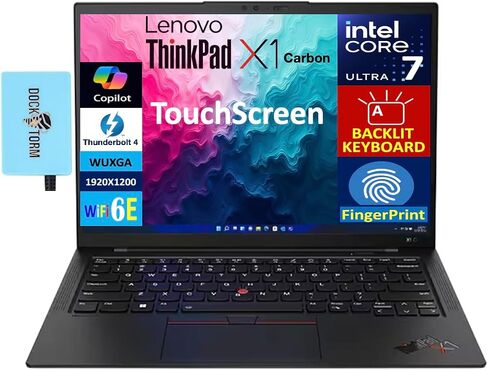 Lenovo ThinkPad X1 Carbon AI Business Laptop 14.0" Touchscreen WUXGA Display (Intel Core Ultra 7 155U, 32GB LPDDR5X, 1TB PCIe SSD, Intel Graphics, Backlit KB, Win 11 Pro) w/Dockztorm Hub in Saudi Arabia