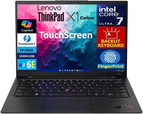 Lenovo ThinkPad X1 Carbon AI Business Laptop 14.0" Touchscreen WUXGA Display (Intel Core Ultra 7 155U, 32GB LPDDR5X, 1TB PCIe SSD, Intel Graphics, Backlit KB, Win 11 Pro) w/Dockztorm Hub in Saudi Arabia