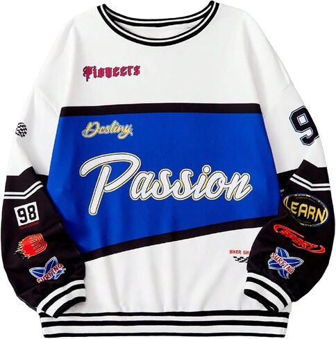 Floerns Women's Graphic Print Long Sleeve Drop Shoulder Sweater Pullover Top in Saudi Arabia
