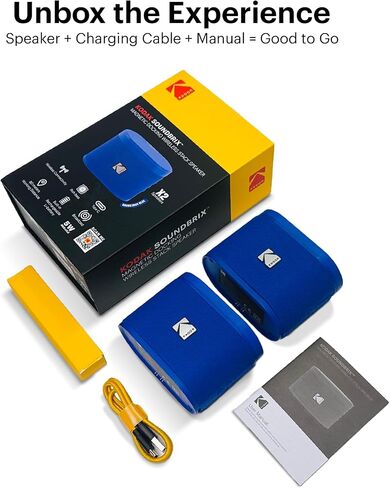 مكبر صوت Kodak Soundbrix ™ Bluetooth مع HD Sound Portable IPX4 مقاومة للماء حتى 5H وقت اللعب v5.4 للحفلة المنزلية في الهواء الطلق الشاطئ الأدوات الإلكترونية هدية عيد ميلاد هدية أصفر قابلة للتكديس in Kuwait