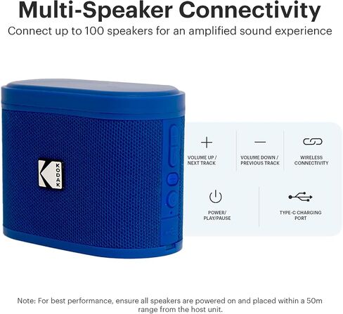 مكبر صوت Kodak Soundbrix ™ Bluetooth مع HD Sound Portable IPX4 مقاومة للماء حتى 5H وقت اللعب v5.4 للحفلة المنزلية في الهواء الطلق الشاطئ الأدوات الإلكترونية هدية عيد ميلاد هدية أصفر قابلة للتكديس in Kuwait